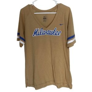 Nike Milwaukee Brewers Womens XL Shirt Cotton MLB Gold Tee Short Sleeve
